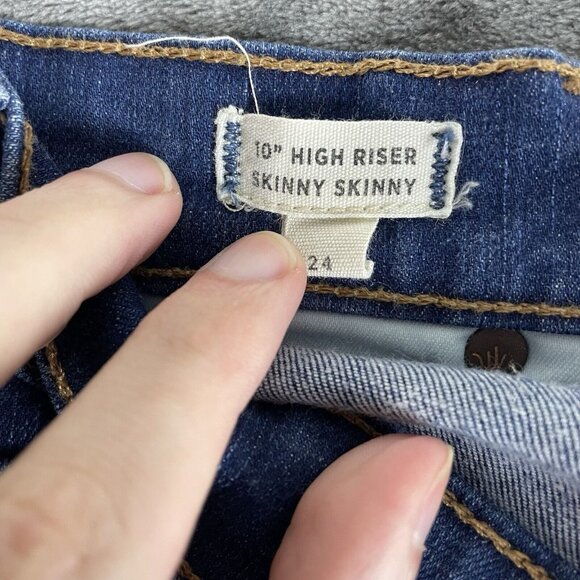 Madewell Womens 10” High-Rise Skinny Blue Denim Distressed Jeans Size 24 - Picture 6 of 11